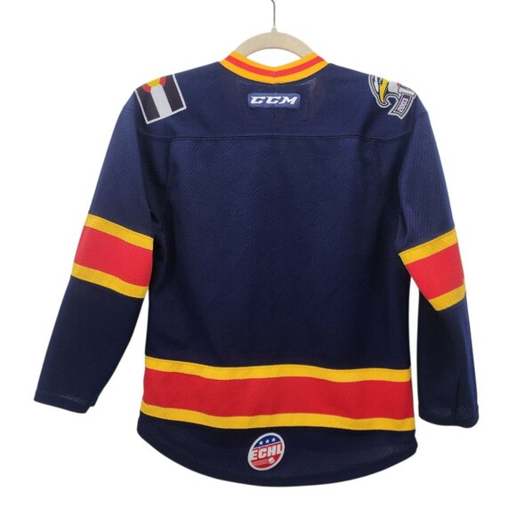 CCM ECHL Colorado Eagles Youth S/M Jersey Hockey 15 Years 2003 - 2018 Blue Mesh - Picture 3 of 12